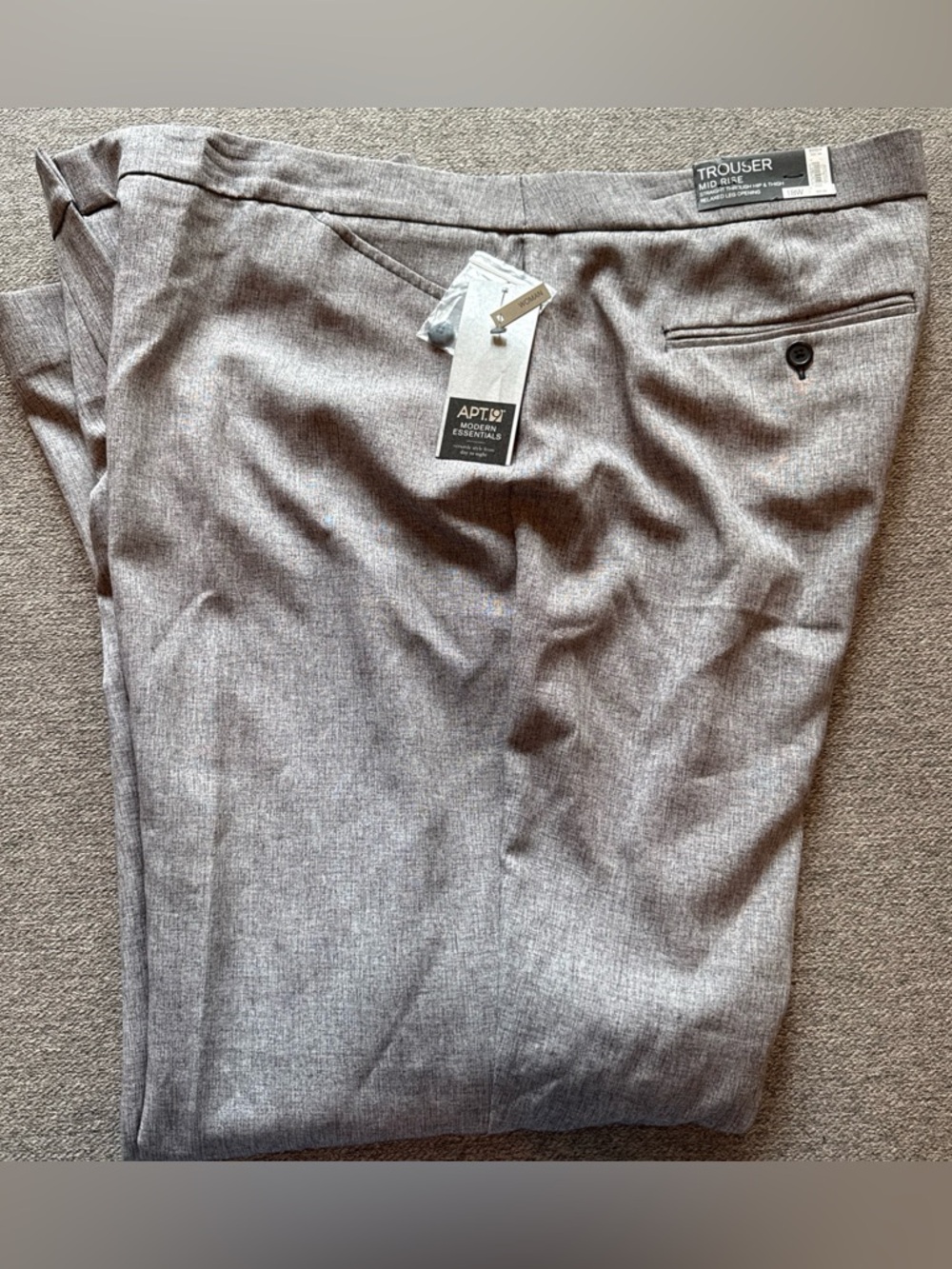 Apt 9 Gray Trousers Sz 18W Mid Rise Relaxed Leg Shaping Solution Dress Pants